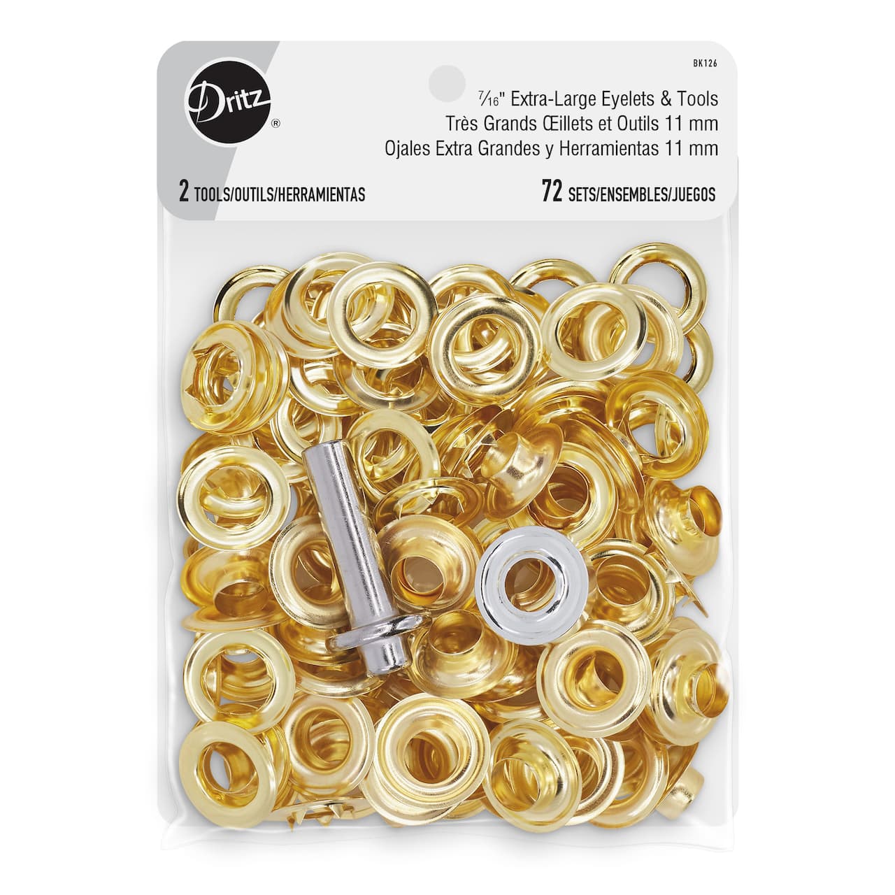 Dritz&#xAE; Gold Extra-Large Eyelets with Tools, 72 Sets